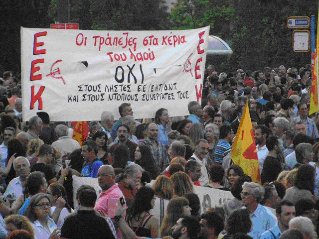 EEK banner in NO vote rally EEK banner in NO vote rally