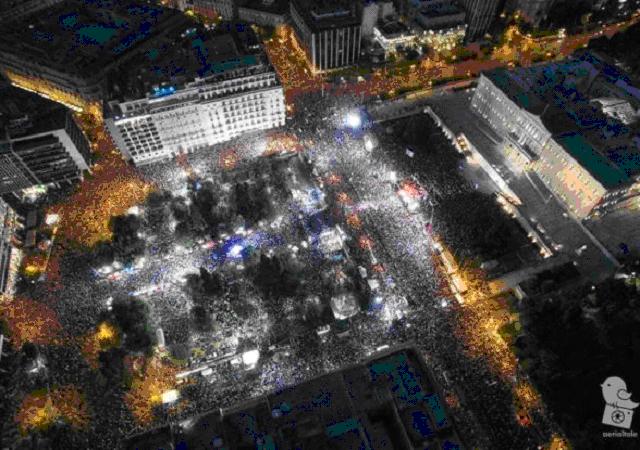 Aerial view of the huge NO rally at Syntagma Square